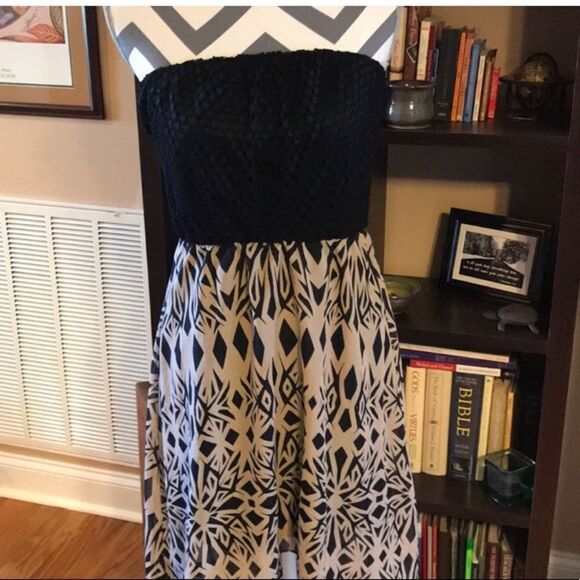 As U Wish Strapless Dress SMALL Black/Tan - Picture 2 of 10